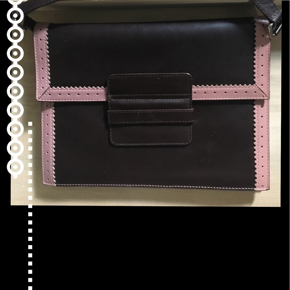 J Crew Pink and Brown Retro Style Envelope Bag